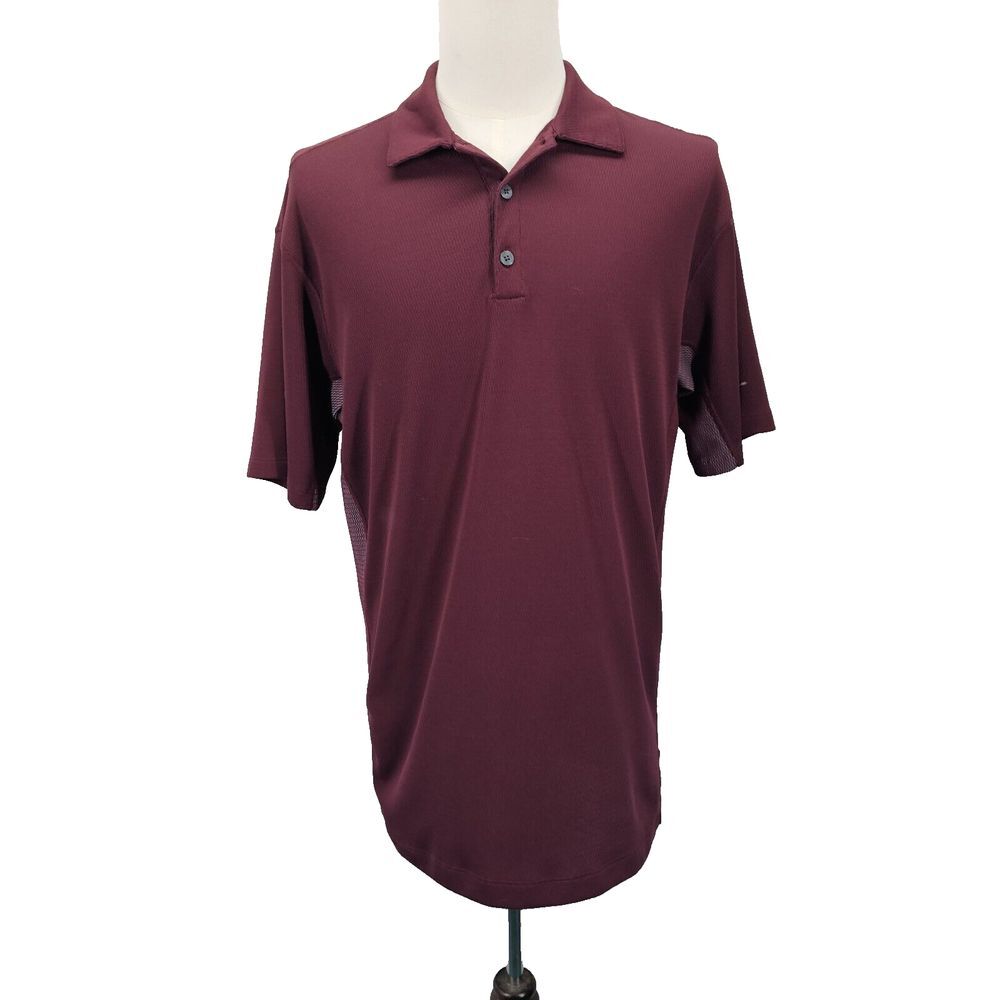 Nike Sphere React Golf Short Sleeve Burgundy Polo Shirt Vented Collared Mens‎ XL